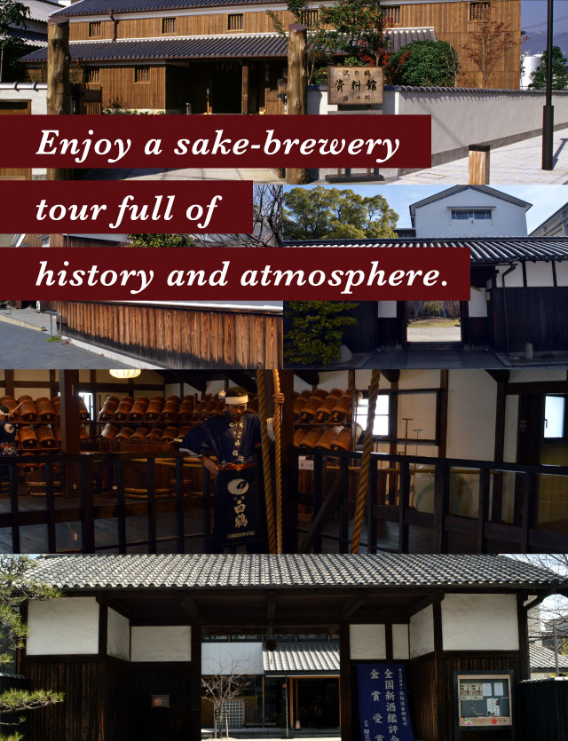 Enjoy a sake-brewery tour full of history and atmosphere.